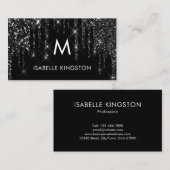 Carte De Visite Elégant Monogramme de luxe Parties scintillant noi (Devant / Derrière)