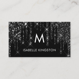 Carte De Visite Elégant Monogramme de luxe Parties scintillant noi