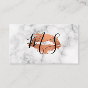 Carte De Visite Élégant monogramme de script glamour baiser marbre