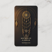 Carte De Visite Élégant Monogramme de Tarot Noir Dream Catcher (Devant)