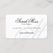 Carte De Visite Élégant Monogramme de typographie (Dos)