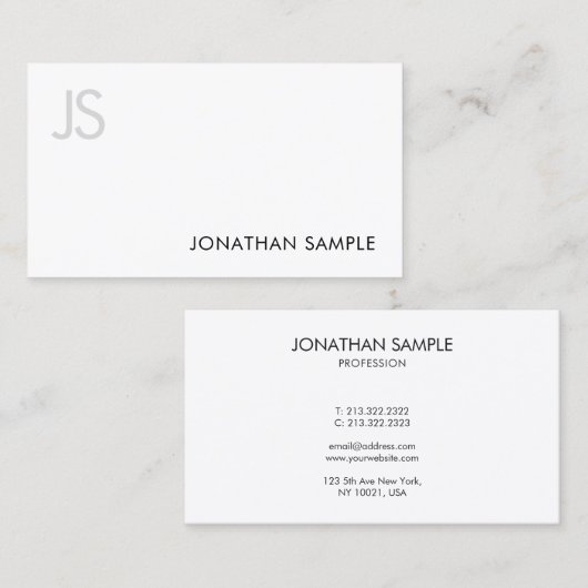 Carte De Visite Élégant Monogramme Design élégant Moderne Plaque (Devant / Derrière)