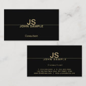 Carte De Visite Élégant Monogramme d'or noir professionnel moderne (Devant / Derrière)