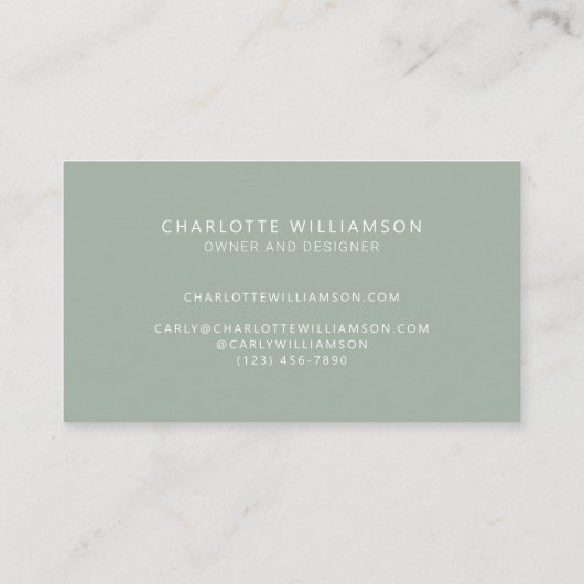 Carte De Visite Élégant Monogramme élégant et élégant Sage minimal (Dos)