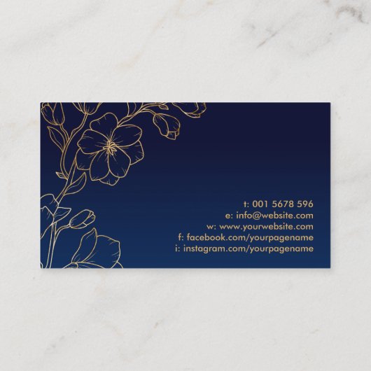 Carte De Visite Élégant Monogramme en fleurs de Magnolia doré (Dos)