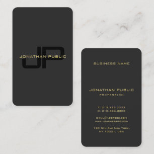Carte De Visite Élégant Monogramme Faux Gold Texte Taille de l'océ