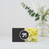Carte De Visite Élégant monogramme fleuriste jaune gris foncé (Debout devant)