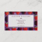Carte De Visite Élégant Monogramme Fruit Strawberries Plums (Dos)