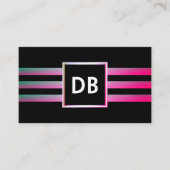 Carte De Visite Élégant Monogramme Glamor rayé (Devant)