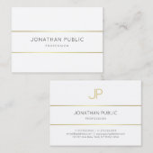 Carte De Visite Élégant Monogramme Gold White Modèle Modern (Devant / Derrière)