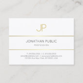 Carte De Visite Élégant Monogramme Gold White Modèle Modern (Dos)