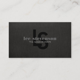 Carte De Visite Élégant Monogramme Linge Noir Look Professionnel