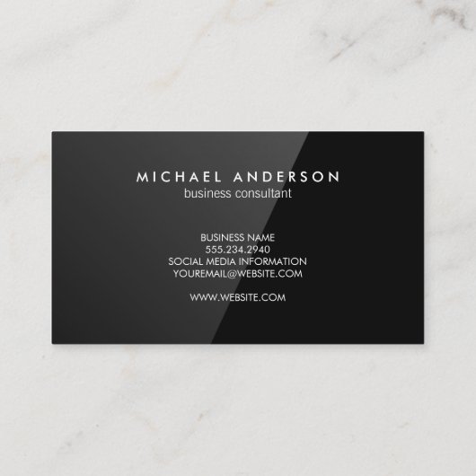 Carte De Visite Élégant monogramme | Luminosité noire (Dos)