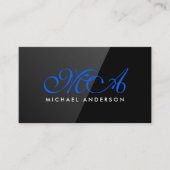 Carte De Visite Élégant monogramme | Luminosité noire (Devant)