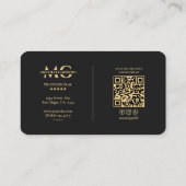 Carte De Visite Élégant Monogramme Luxe Black Professional (Dos)