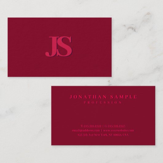 Carte De Visite Élégant Monogramme Luxe Papier épais Premium (Devant / Derrière)