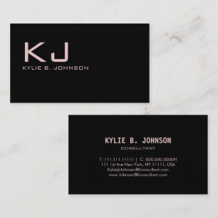 Carte De Visite Élégant Monogramme minimaliste noir personnalisé