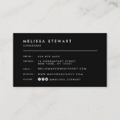 Carte De Visite Élégant monogramme moderne blanc noir professionne (Dos)