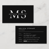 Carte De Visite Élégant monogramme moderne blanc noir professionne (Devant / Derrière)