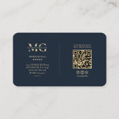 Carte De Visite Élégant Monogramme moderne bleu foncé professionne (Dos)