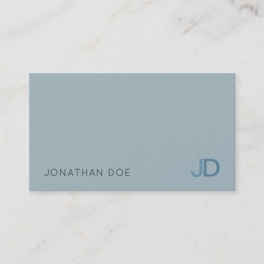 Carte De Visite Élégant Monogramme moderne bleu luxe Pearl Finitio (Devant)