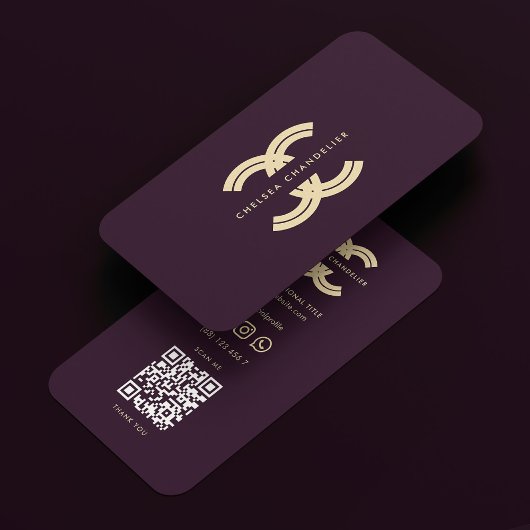 Carte De Visite Élégant Monogramme Moderne C Luxe Violet