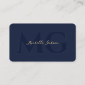 Carte De Visite Élégant Monogramme moderne Dark Navy Professionnel (Devant)
