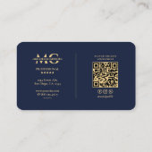 Carte De Visite Élégant Monogramme moderne Dark Navy Professionnel (Dos)