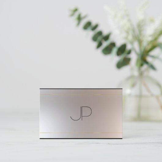 Carte De Visite Elégant Monogramme moderne en or personnalisé (Debout devant)