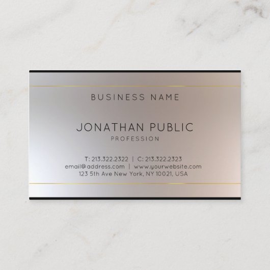 Carte De Visite Elégant Monogramme moderne en or personnalisé (Dos)