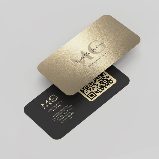 Carte De Visite Élégant Monogramme moderne Faux Gold Professional 