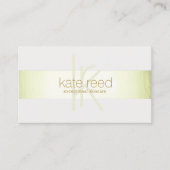 Carte De Visite Élégant Monogramme moderne Faux Green Foil Stripe (Devant)