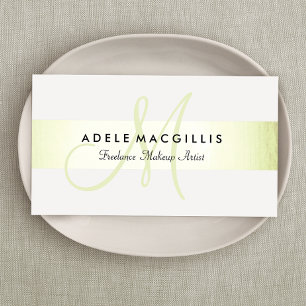 Carte De Visite Élégant Monogramme Moderne Faux Lime Green Foil