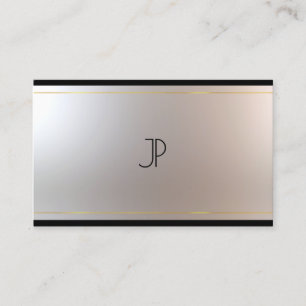 Carte De Visite Élégant Monogramme moderne Glam Or Argent gracieux