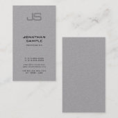 Carte De Visite Élégant Monogramme Moderne Gris Vertical Plaine (Devant / Derrière)