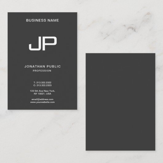 Carte De Visite Élégant Monogramme Moderne Initial Luxe Puissant (Devant / Derrière)