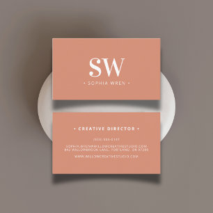 Carte De Visite Élégant Monogramme Moderne Minimal Terracotta