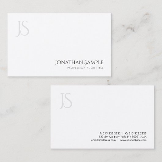 Carte De Visite Élégant Monogramme moderne Modèle design simple (Devant / Derrière)