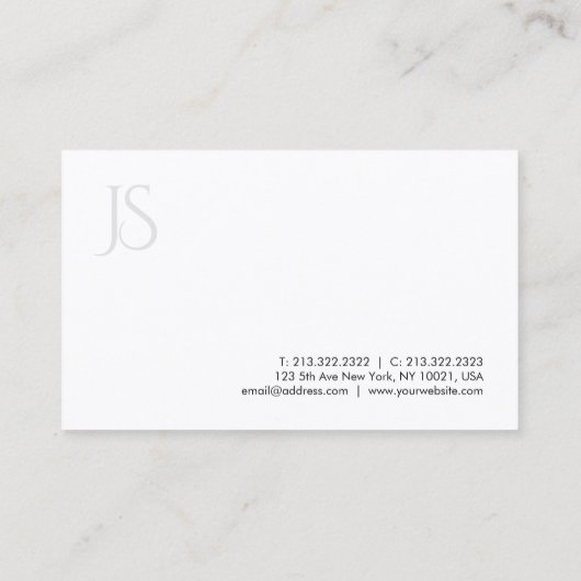 Carte De Visite Élégant Monogramme moderne Modèle design simple (Dos)