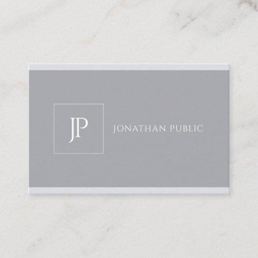 Carte De Visite Élégant Monogramme Moderne Modèle gris simple (Devant)