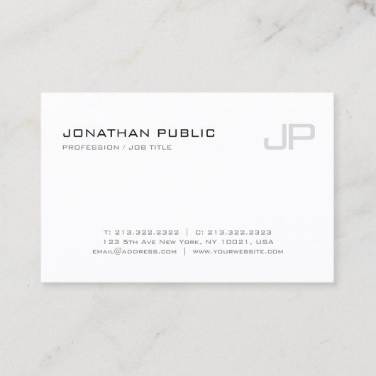 Carte De Visite Élégant Monogramme Moderne Modèle Professionnel (Devant)