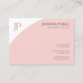 Carte De Visite Élégant Monogramme moderne Modèle rose blanc (Dos)