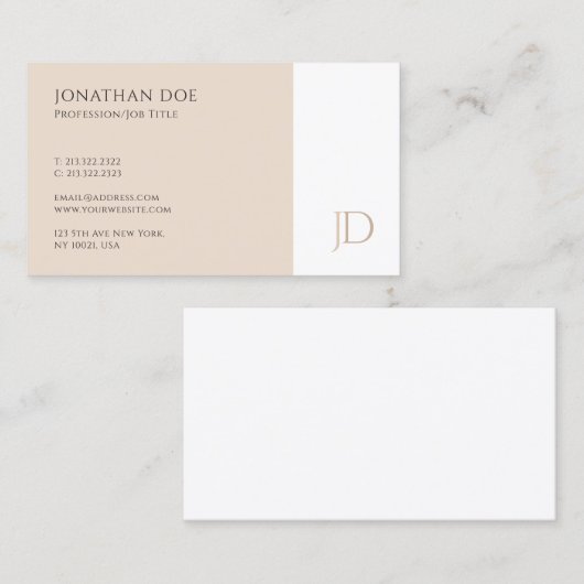 Carte De Visite Élégant Monogramme Moderne Modèle simple (Devant / Derrière)