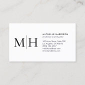 Carte De Visite Élégant Monogramme moderne noir blanc professionne (Dos)