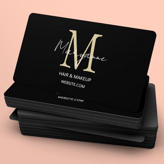 Carte De Visite Élégant Monogramme Moderne Noir Professionnel