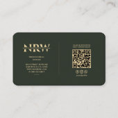 Carte De Visite Élégant Monogramme moderne Professionnel Vert fonc (Dos)