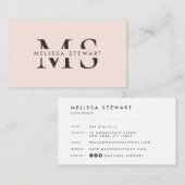 Carte De Visite Élégant monogramme moderne rose pâle professionnel (Devant / Derrière)