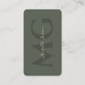 Carte De Visite Élégant Monogramme moderne Sage Green Avocat (Devant)