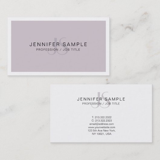 Carte De Visite Élégant Monogramme moderne Simple chic graphique t (Devant / Derrière)