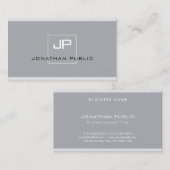 Carte De Visite Élégant Monogrammé Moderne Simple Gris Uni (Devant / Derrière)